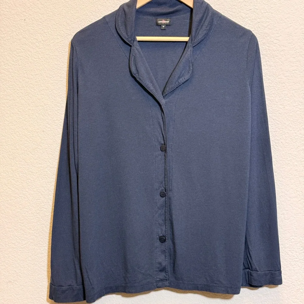 Cosabella Bella Pima Cotton Modal Pajama Set Womens M Navy Long Sleeve Shorts